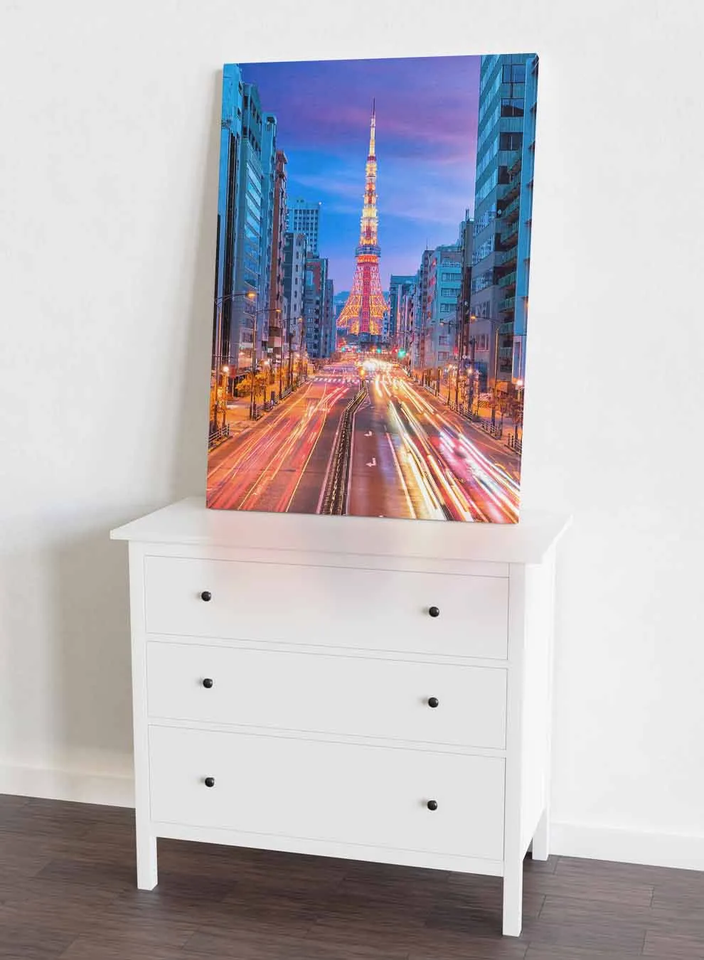 Canvas Wall Art Stretched Over Wooden Frame with Black Floating Frame