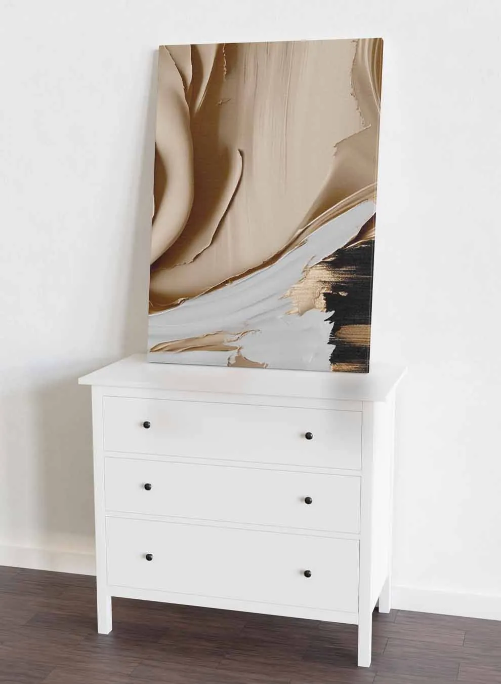 Canvas Wall Art Stretched Over Wooden Frame with Black Floating Frame