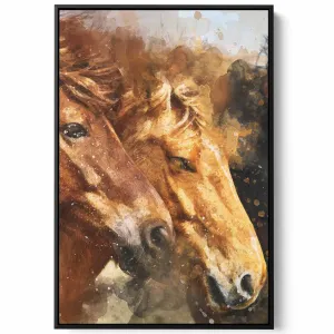 Canvas Wall Art Stretched Over Wooden Frame with Black Floating Frame