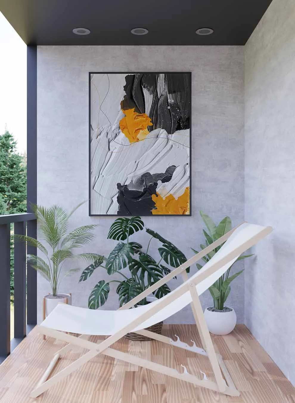 Canvas Wall Art Stretched Over Wooden Frame with Black Floating Frame