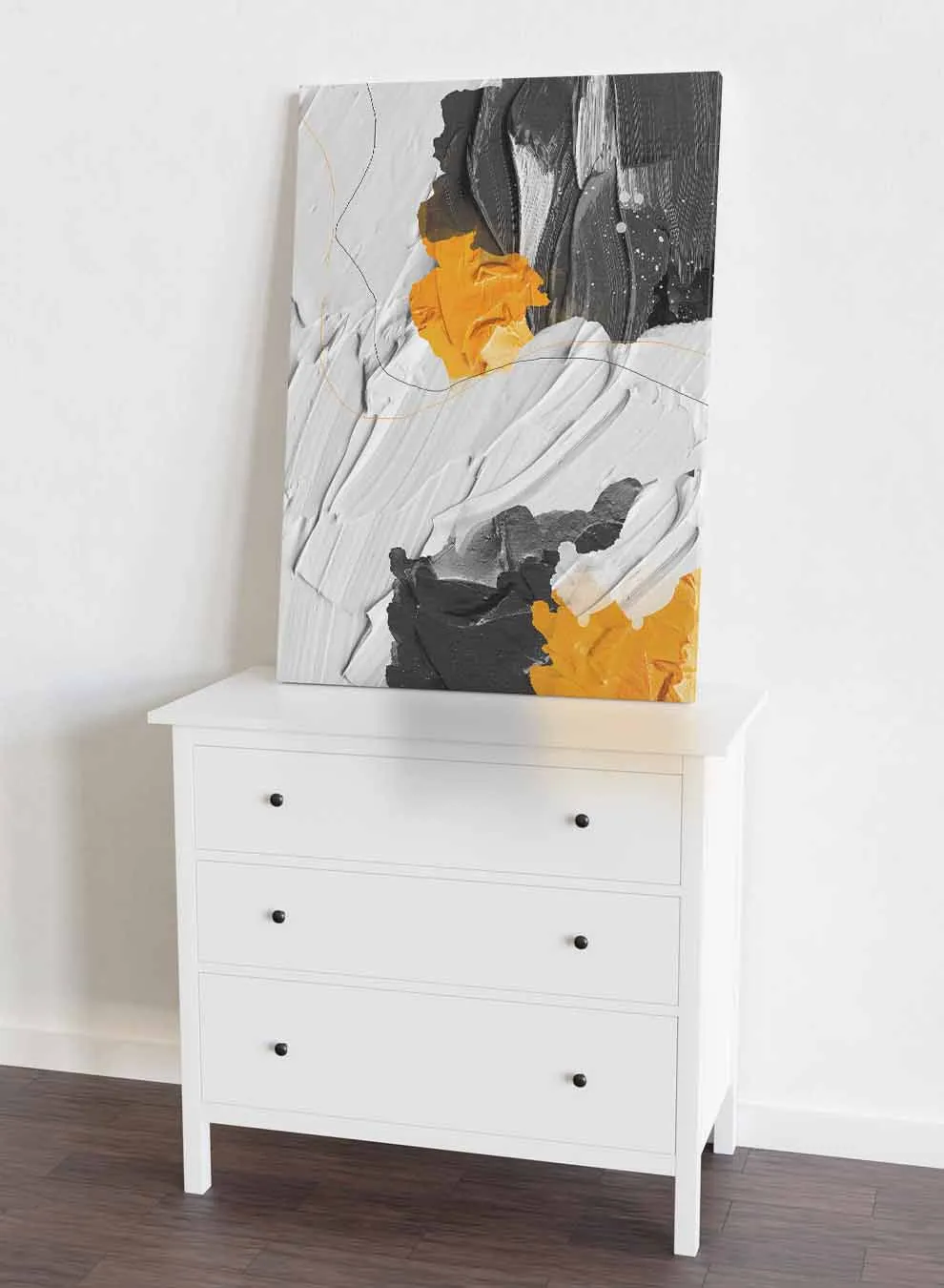 Canvas Wall Art Stretched Over Wooden Frame with Black Floating Frame