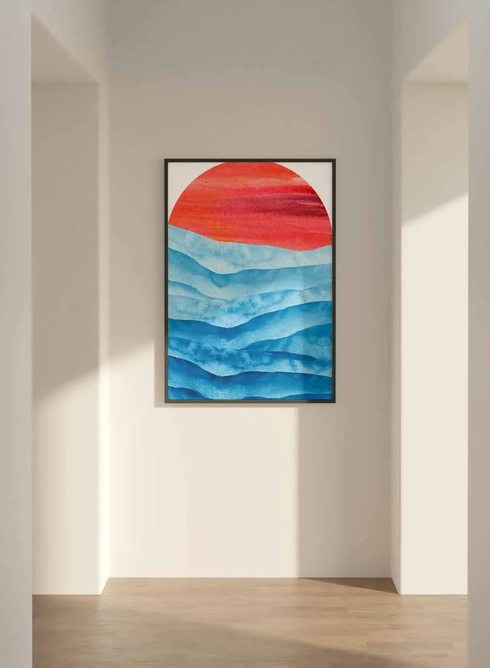 Canvas Wall Art Stretched Over Wooden Frame with Black Floating Frame