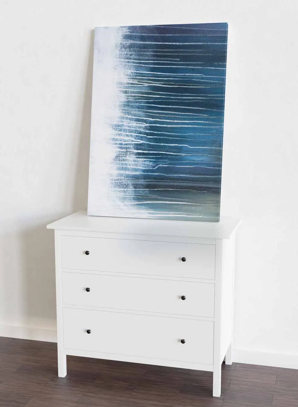 Canvas Wall Art Stretched Over Wooden Frame with Black Floating Frame