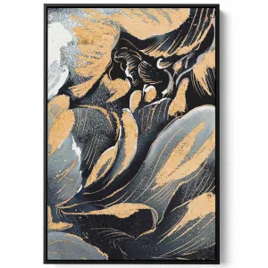 Canvas Wall Art Stretched Over Wooden Frame with Black Floating Frame