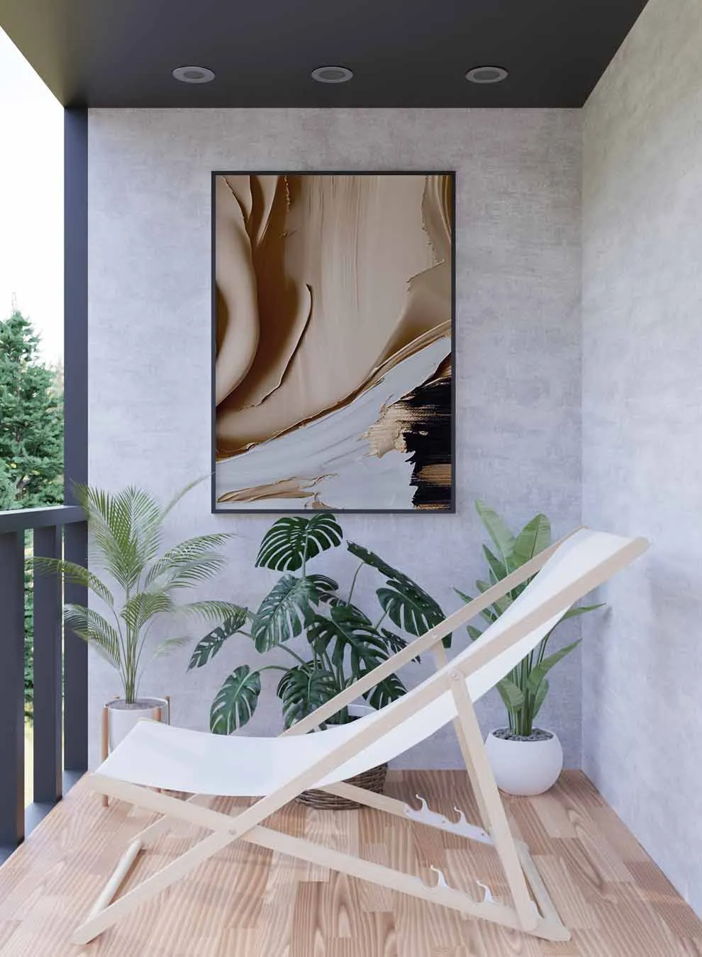 Canvas Wall Art Stretched Over Wooden Frame with Black Floating Frame