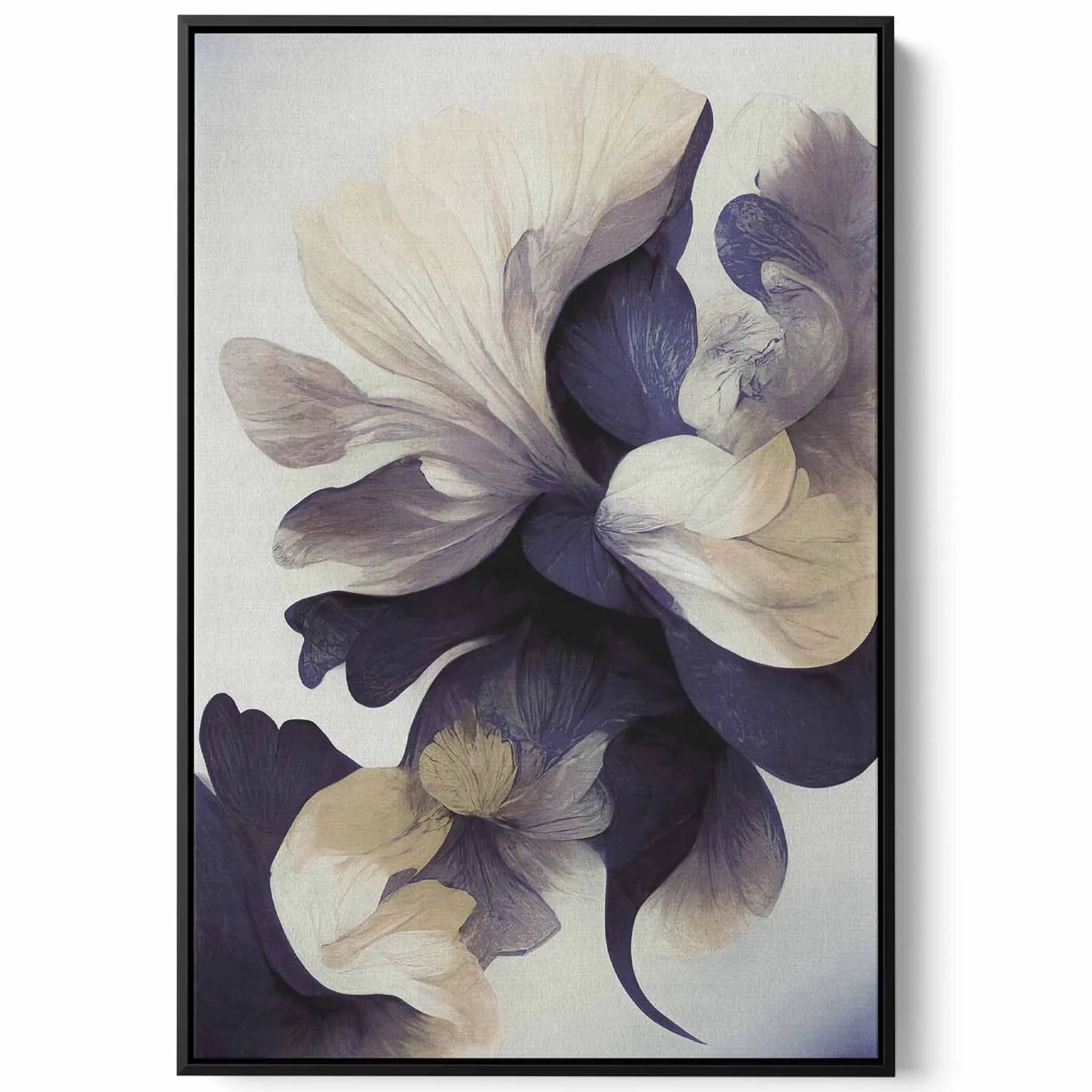 Canvas Wall Art Stretched Over Wooden Frame with Black Floating Frame