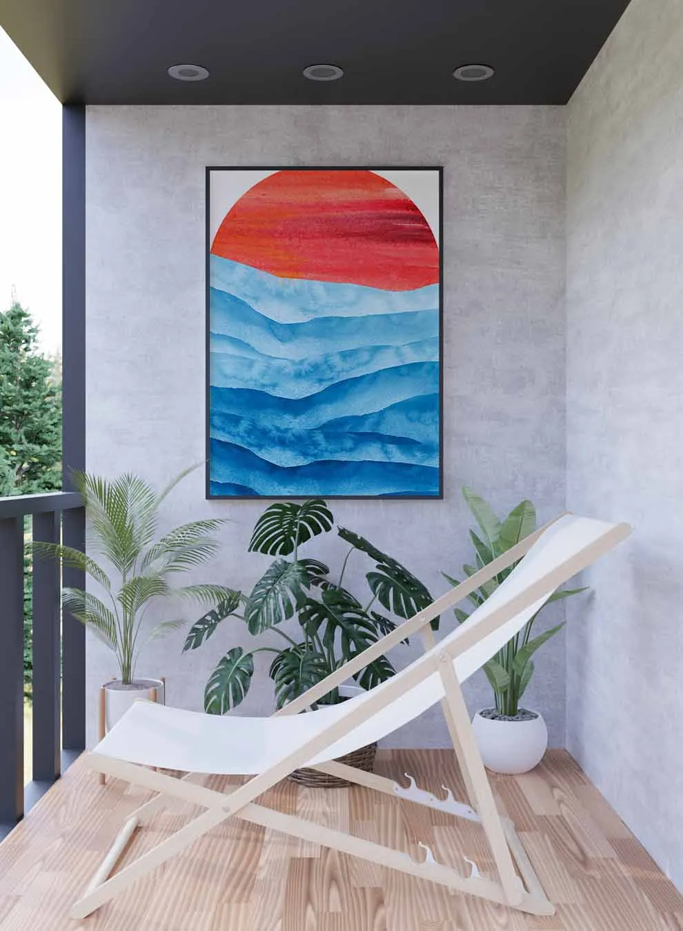 Canvas Wall Art Stretched Over Wooden Frame with Black Floating Frame