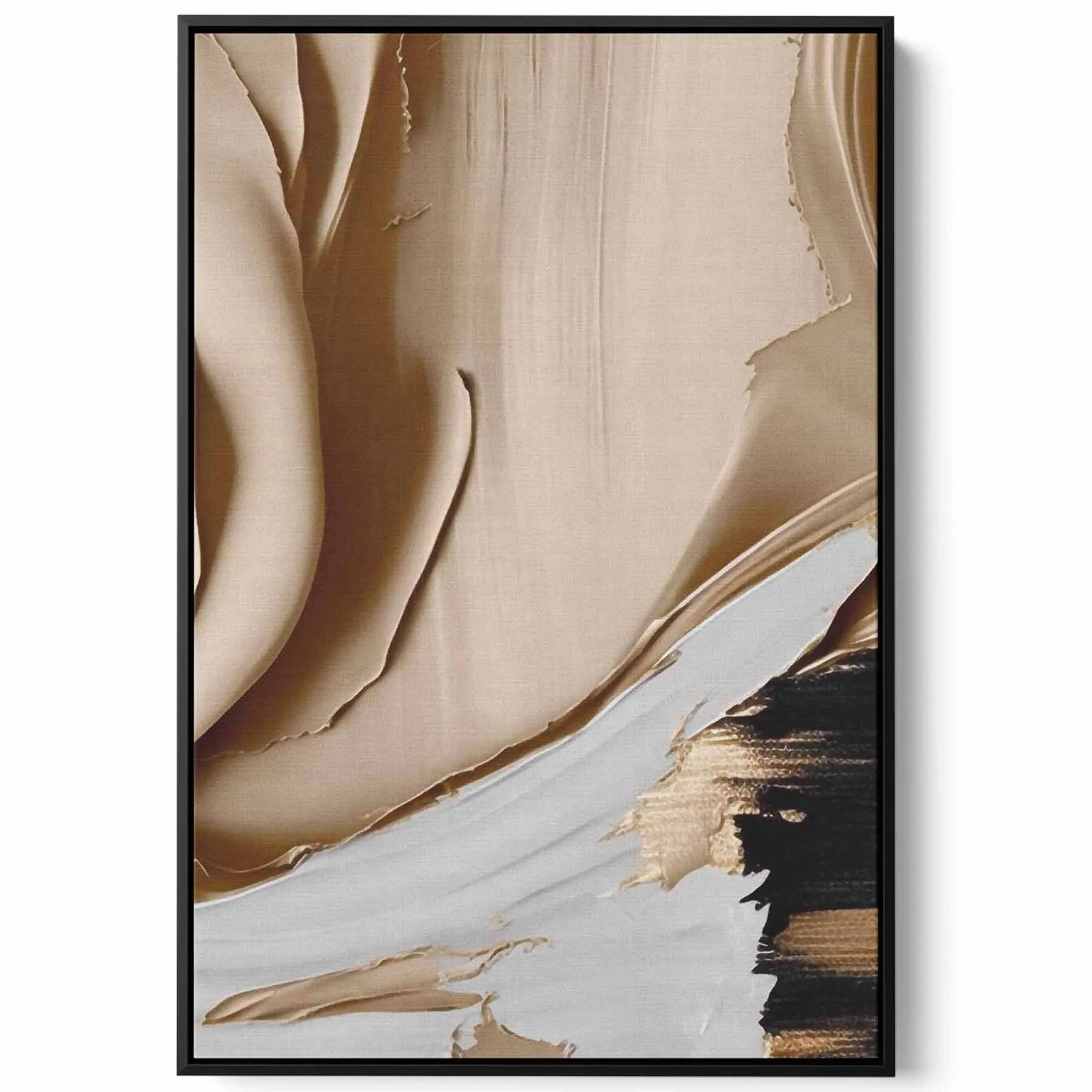 Canvas Wall Art Stretched Over Wooden Frame with Black Floating Frame