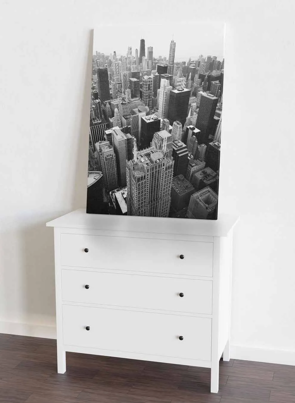 Canvas Wall Art Stretched Over Wooden Frame with Black Floating Frame