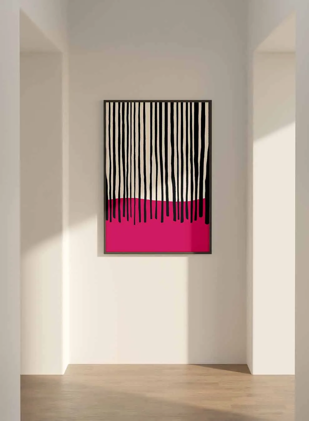 Canvas Wall Art Stretched Over Wooden Frame with Black Floating Frame