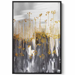 Canvas Wall Art Stretched Over Wooden Frame with Black Floating Frame