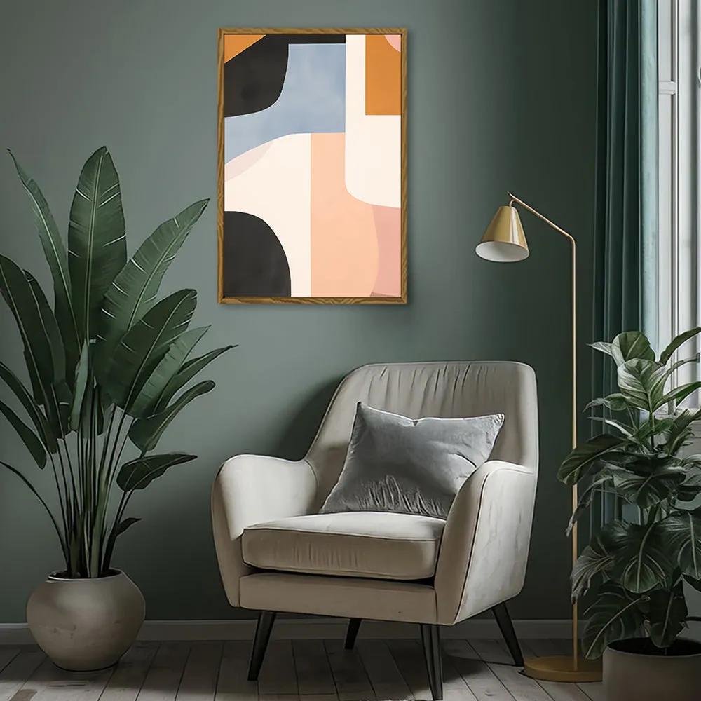 Canvas Wall Art Stretched Over Wooden Frame with Floating Frame and Abstract Painting CV4111