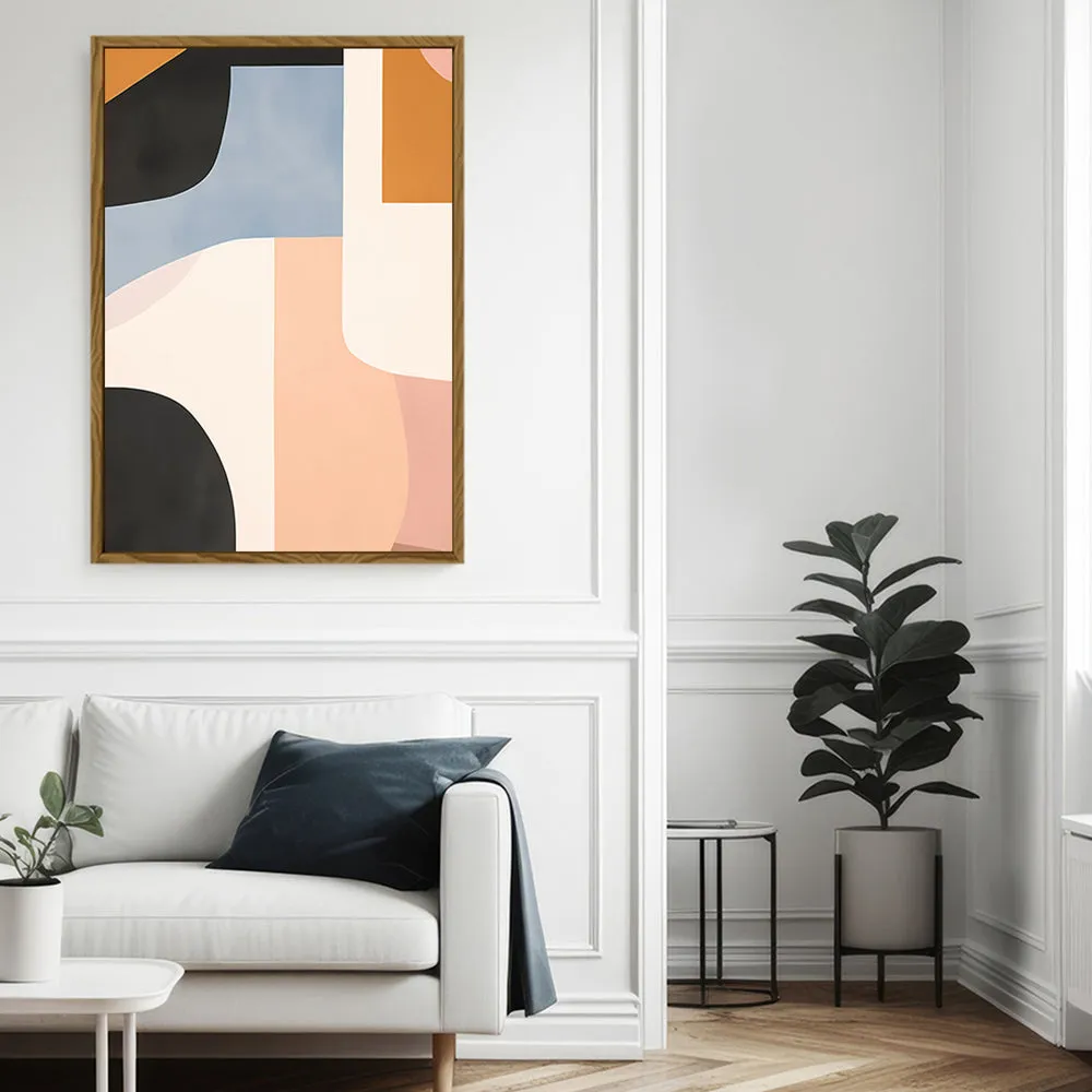 Canvas Wall Art Stretched Over Wooden Frame with Floating Frame and Abstract Painting CV4111