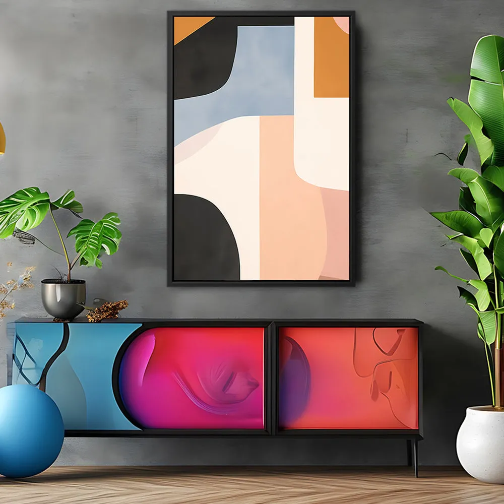 Canvas Wall Art Stretched Over Wooden Frame with Floating Frame and Abstract Painting CV4111