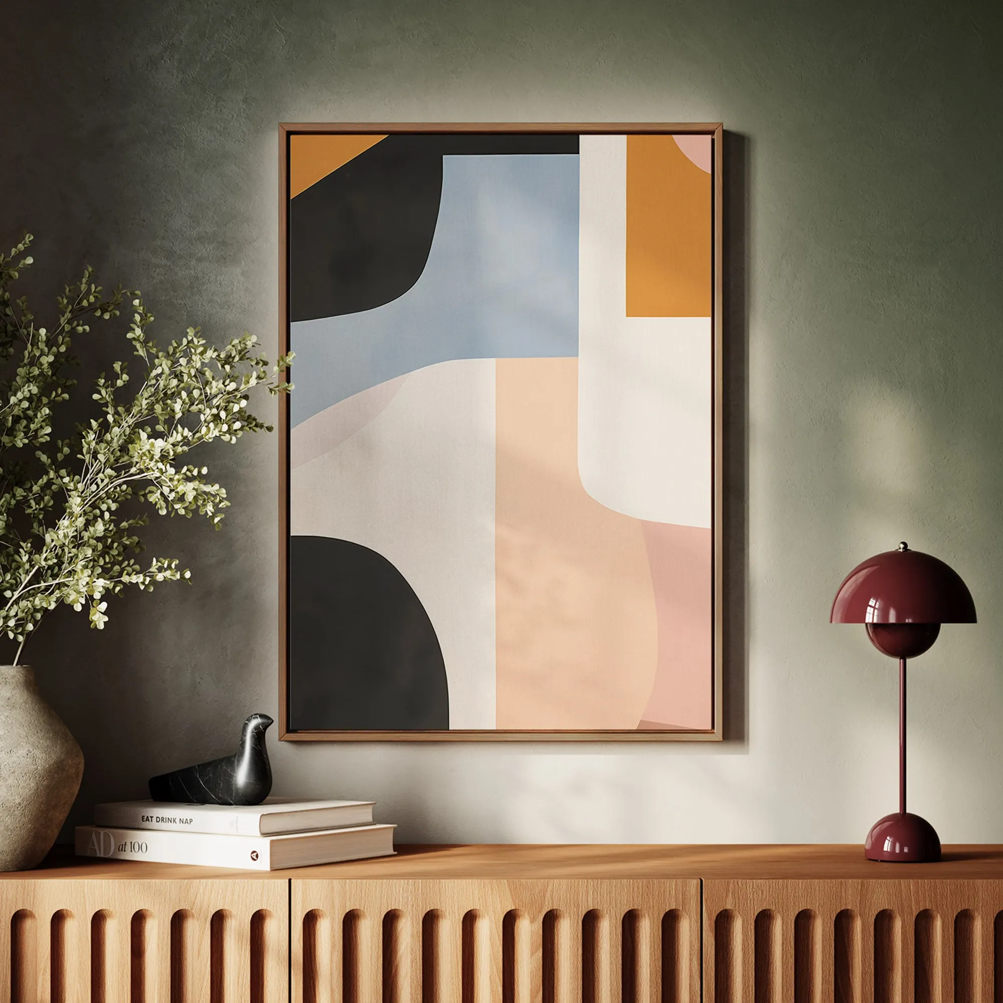 Canvas Wall Art Stretched Over Wooden Frame with Floating Frame and Abstract Painting CV4111