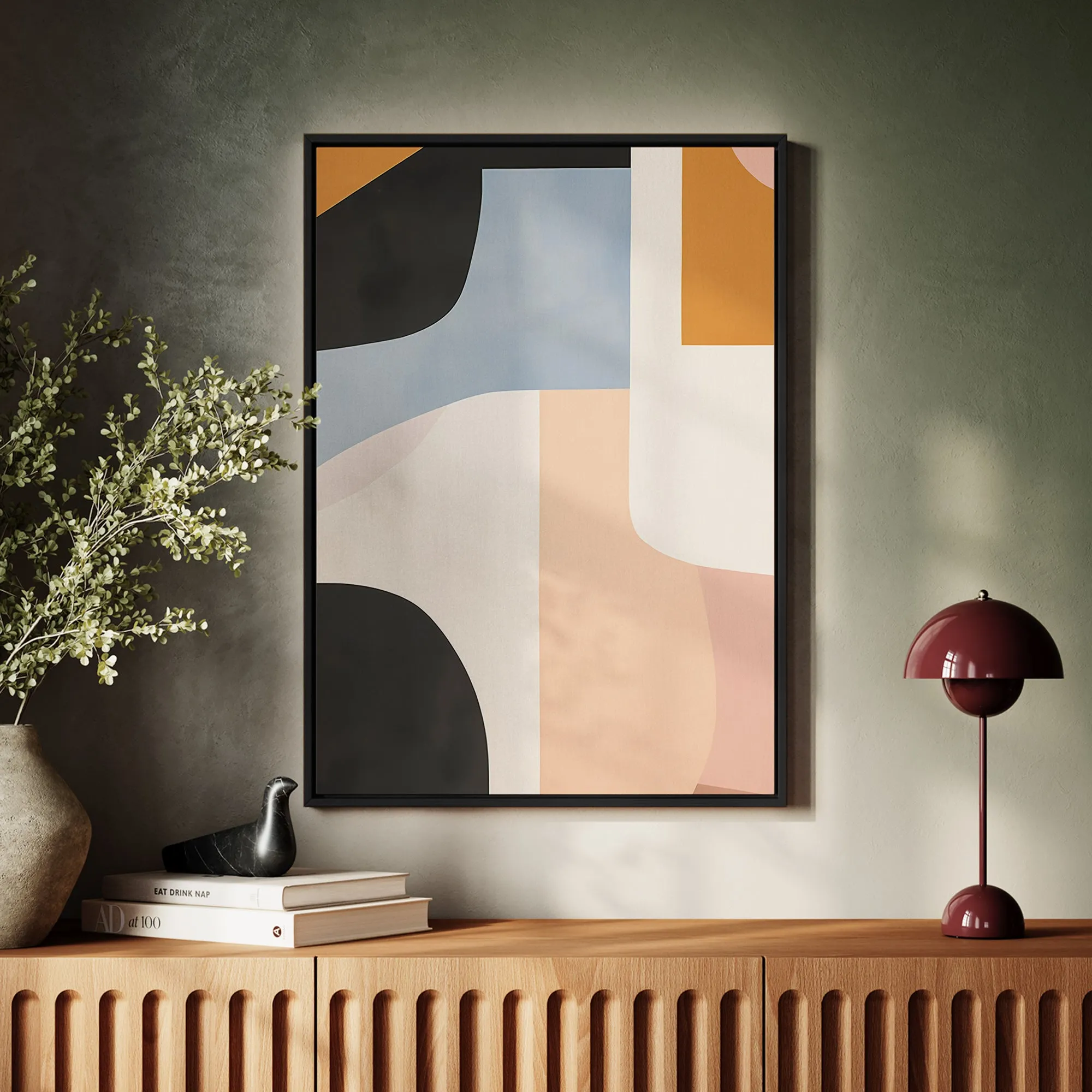 Canvas Wall Art Stretched Over Wooden Frame with Floating Frame and Abstract Painting CV4111
