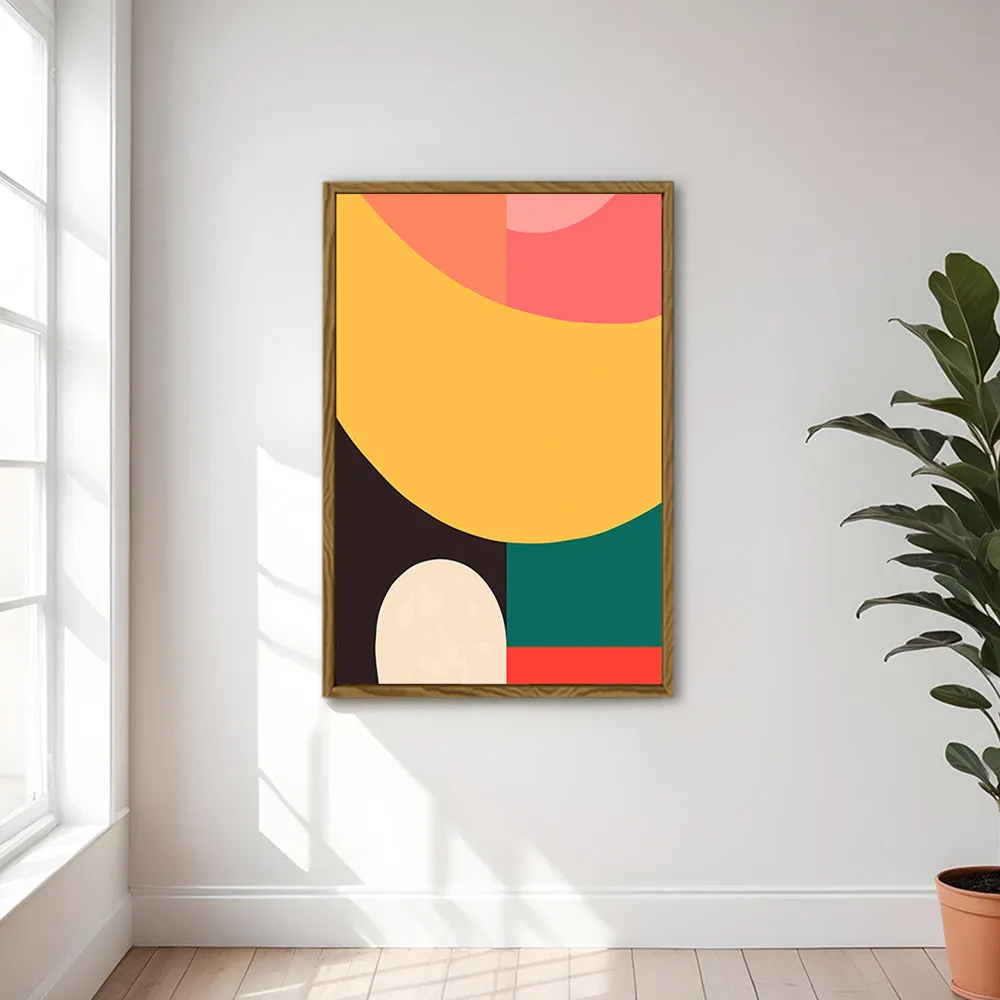 Canvas Wall Art Stretched Over Wooden Frame with Floating Frame and Colourful Abstract Painting CV4141
