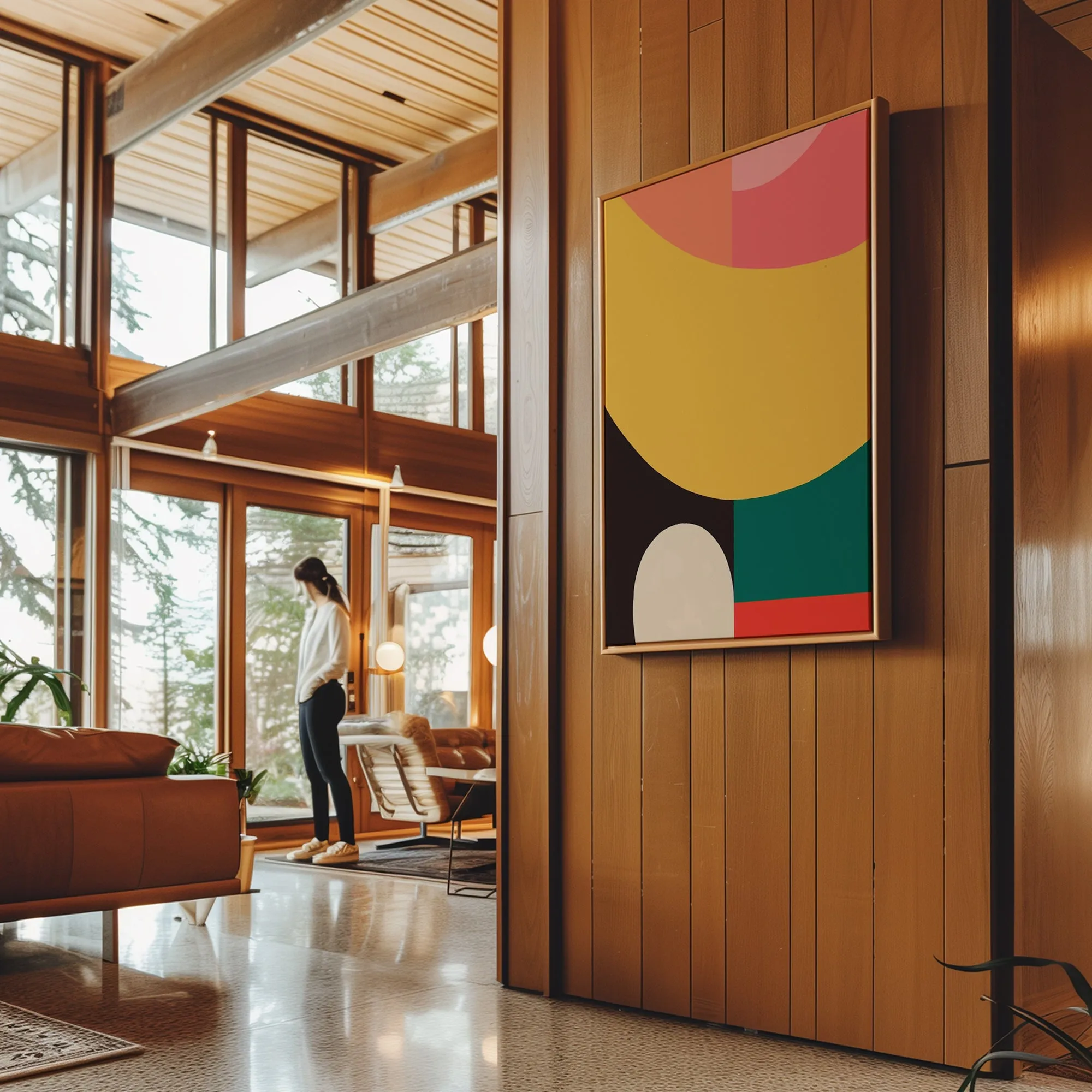 Canvas Wall Art Stretched Over Wooden Frame with Floating Frame and Colourful Abstract Painting CV4141