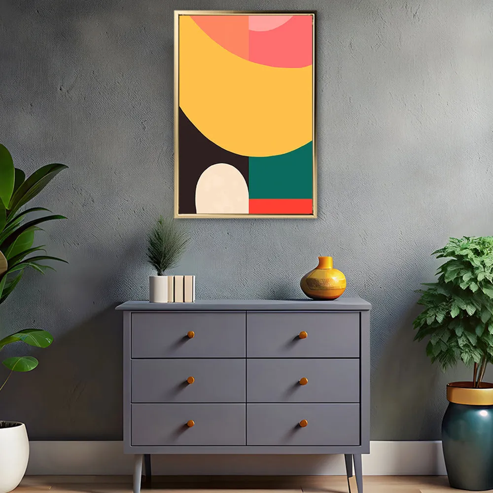 Canvas Wall Art Stretched Over Wooden Frame with Floating Frame and Colourful Abstract Painting CV4141