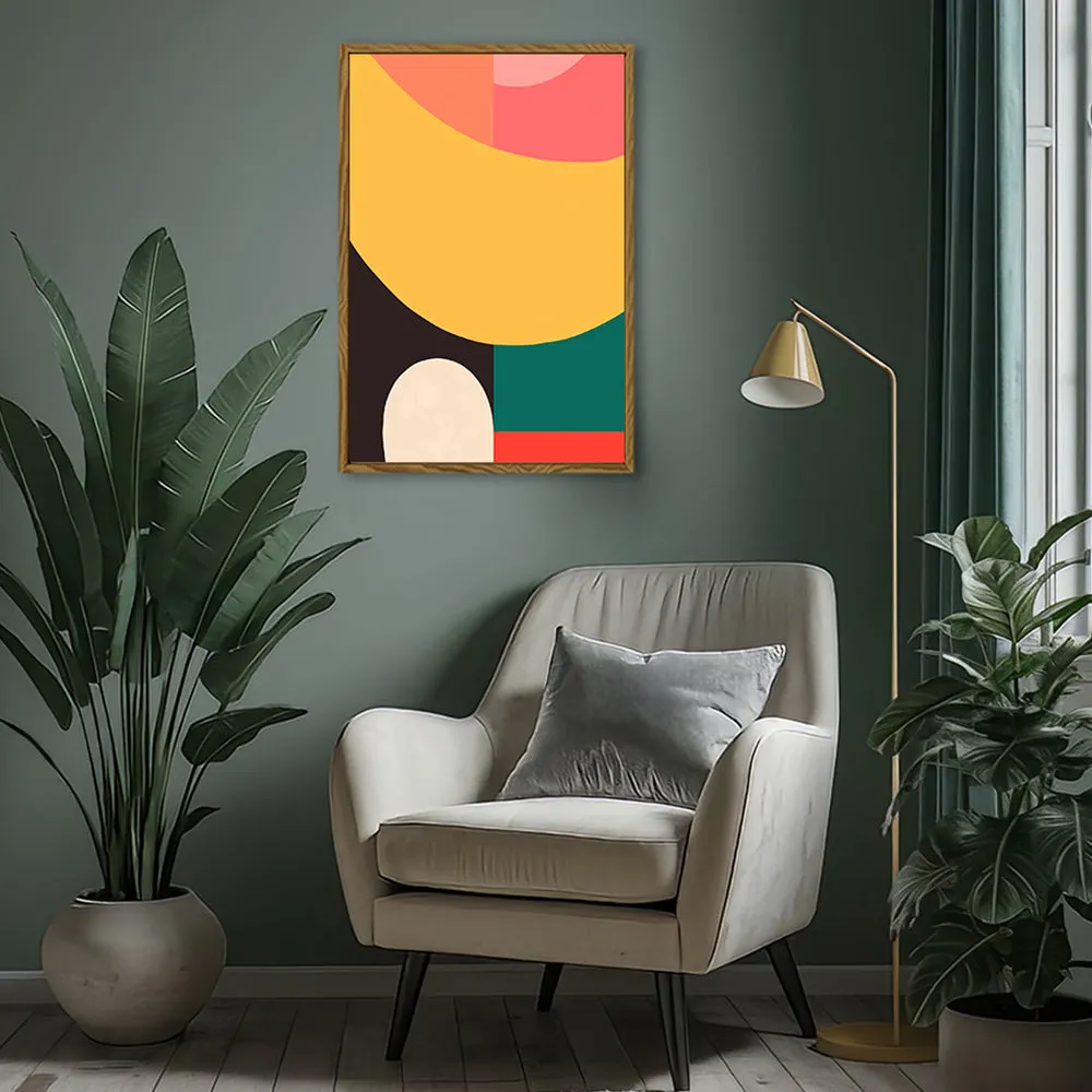 Canvas Wall Art Stretched Over Wooden Frame with Floating Frame and Colourful Abstract Painting CV4141