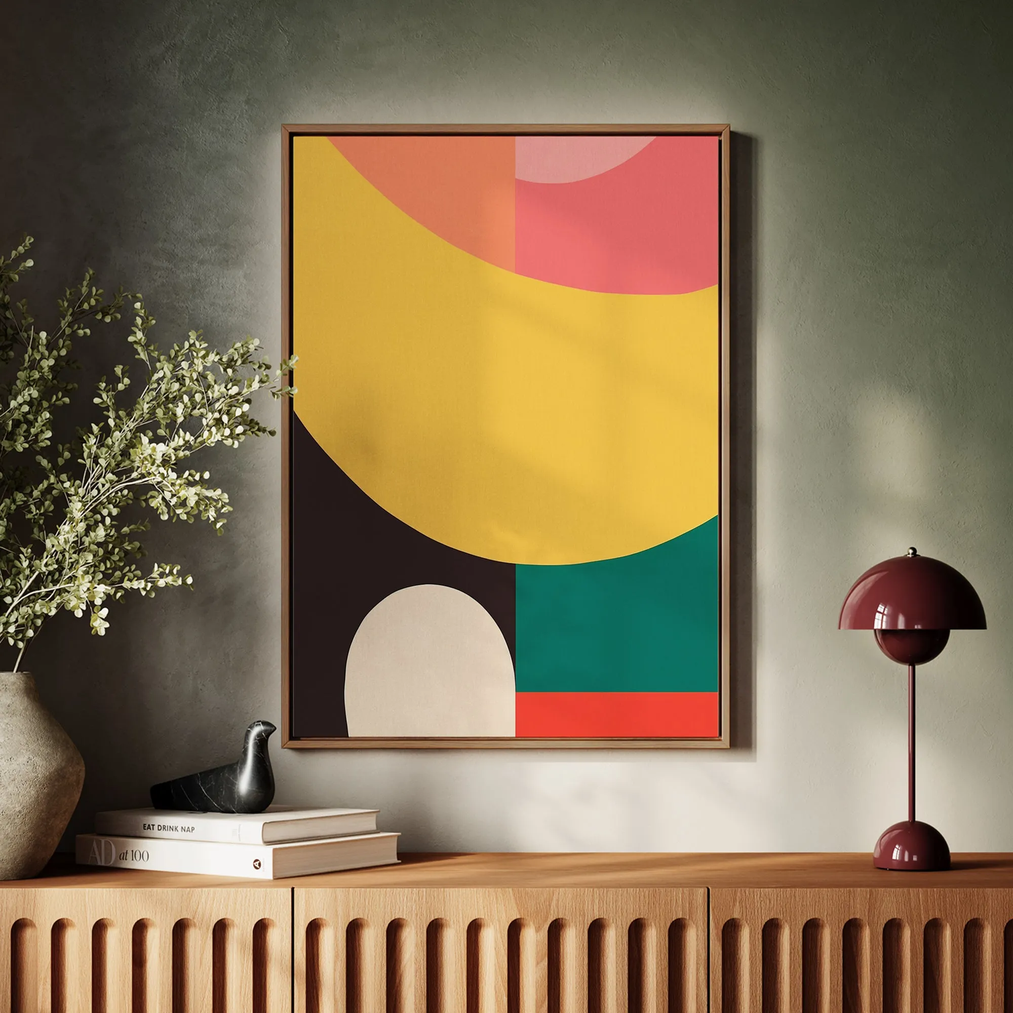 Canvas Wall Art Stretched Over Wooden Frame with Floating Frame and Colourful Abstract Painting CV4141