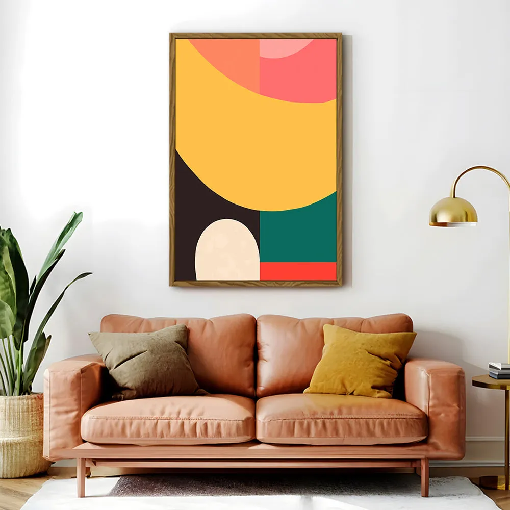 Canvas Wall Art Stretched Over Wooden Frame with Floating Frame and Colourful Abstract Painting CV4141