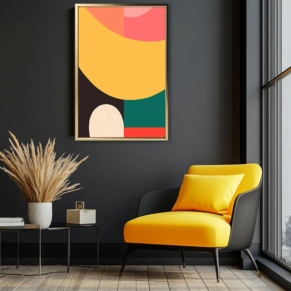 Canvas Wall Art Stretched Over Wooden Frame with Floating Frame and Colourful Abstract Painting CV4141