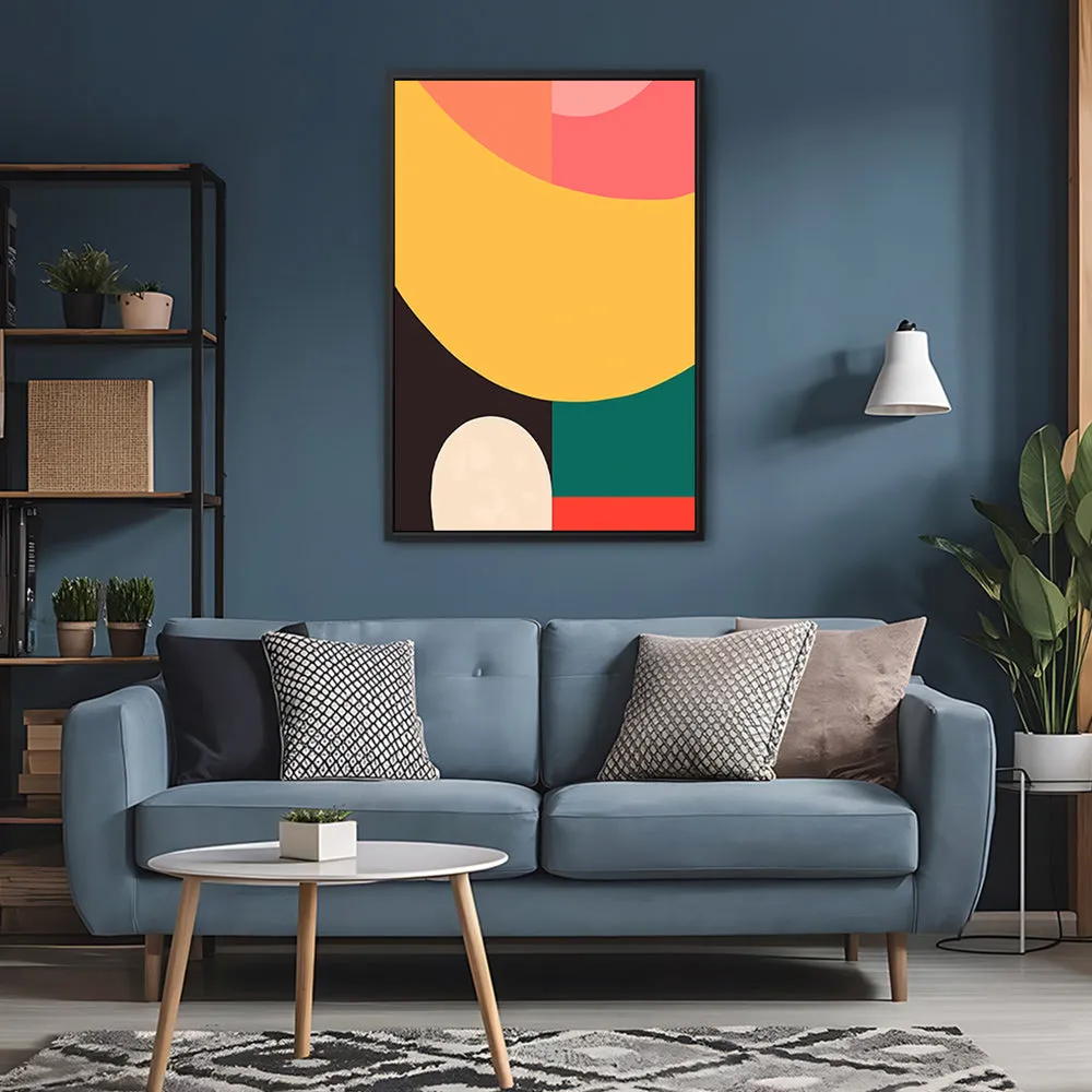 Canvas Wall Art Stretched Over Wooden Frame with Floating Frame and Colourful Abstract Painting CV4141