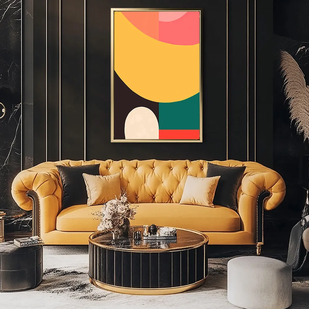Canvas Wall Art Stretched Over Wooden Frame with Floating Frame and Colourful Abstract Painting CV4141