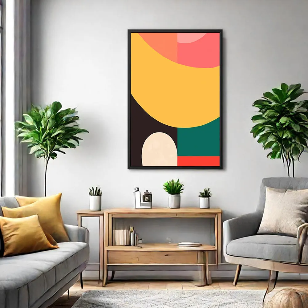 Canvas Wall Art Stretched Over Wooden Frame with Floating Frame and Colourful Abstract Painting CV4141