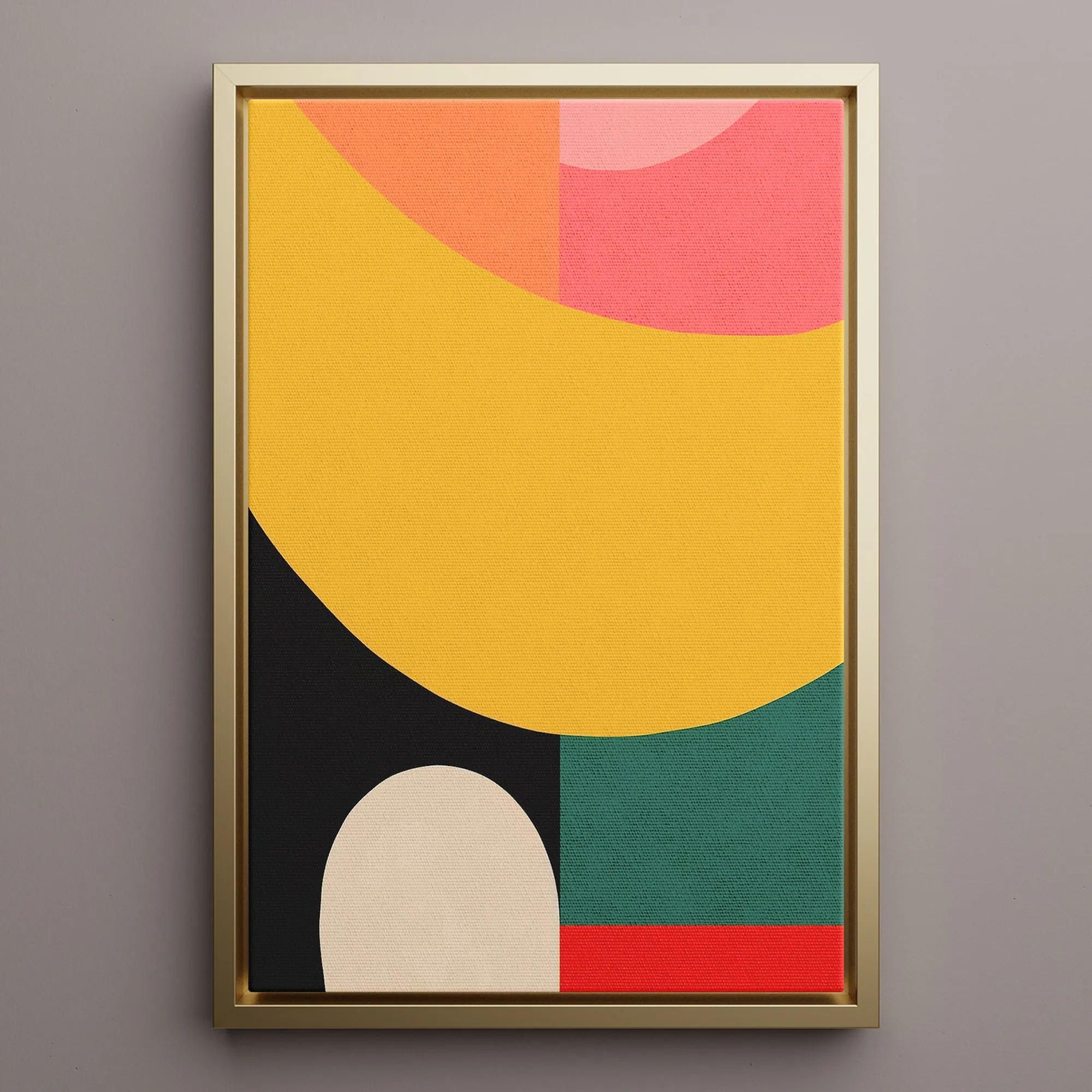 Canvas Wall Art Stretched Over Wooden Frame with Floating Frame and Colourful Abstract Painting CV4141