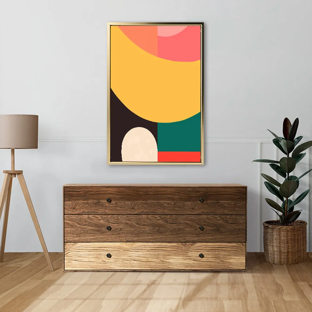Canvas Wall Art Stretched Over Wooden Frame with Floating Frame and Colourful Abstract Painting CV4141