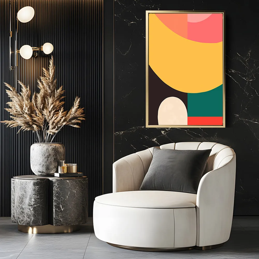 Canvas Wall Art Stretched Over Wooden Frame with Floating Frame and Colourful Abstract Painting CV4141