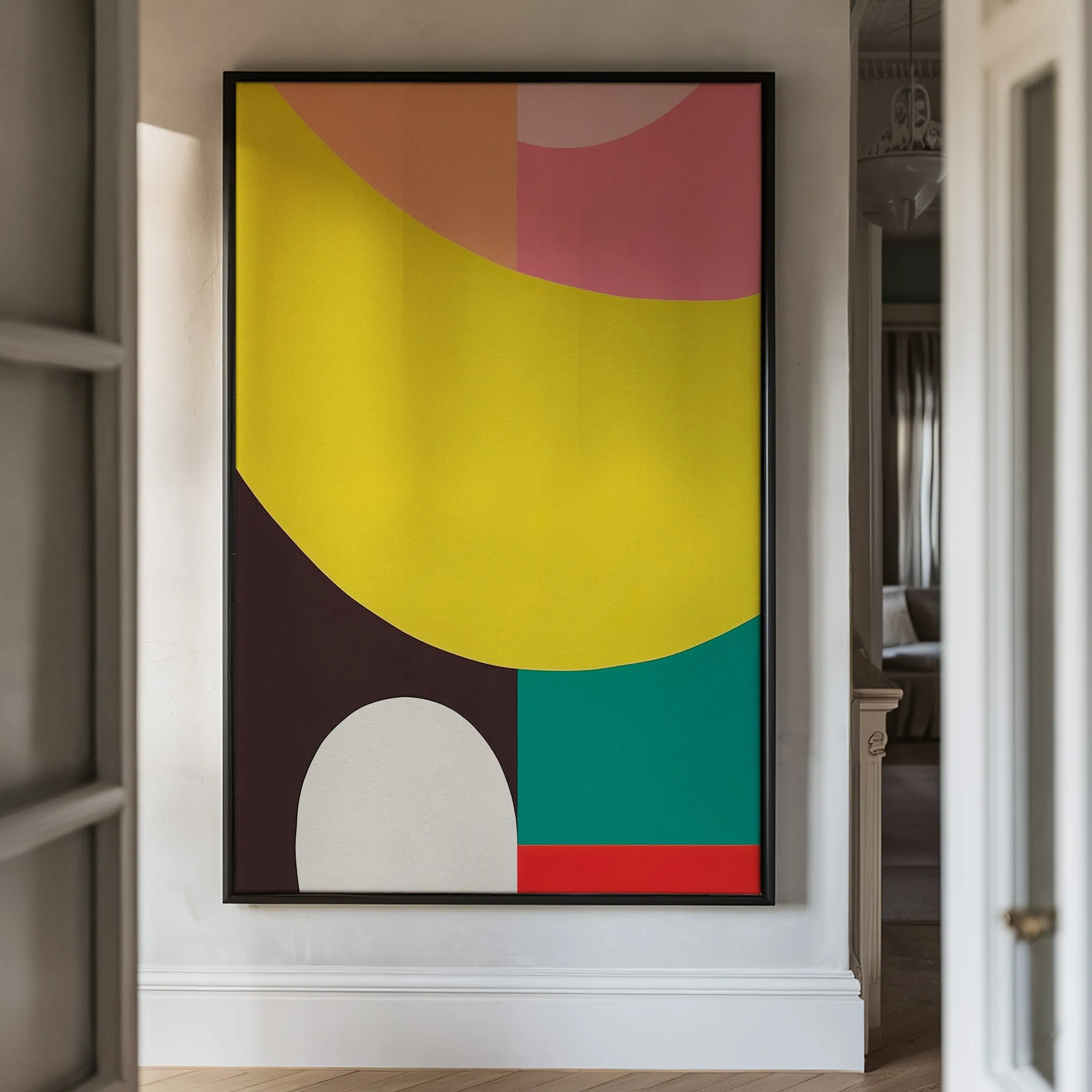 Canvas Wall Art Stretched Over Wooden Frame with Floating Frame and Colourful Abstract Painting CV4141