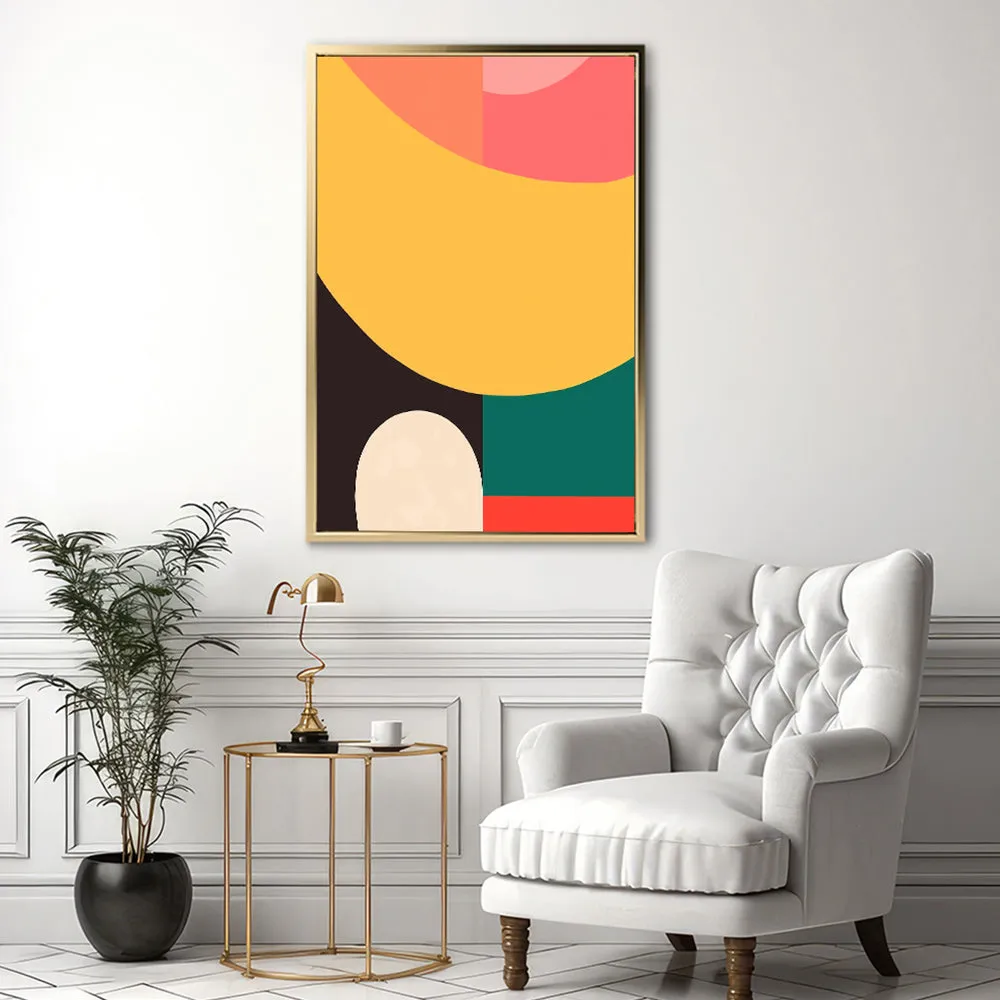 Canvas Wall Art Stretched Over Wooden Frame with Floating Frame and Colourful Abstract Painting CV4141