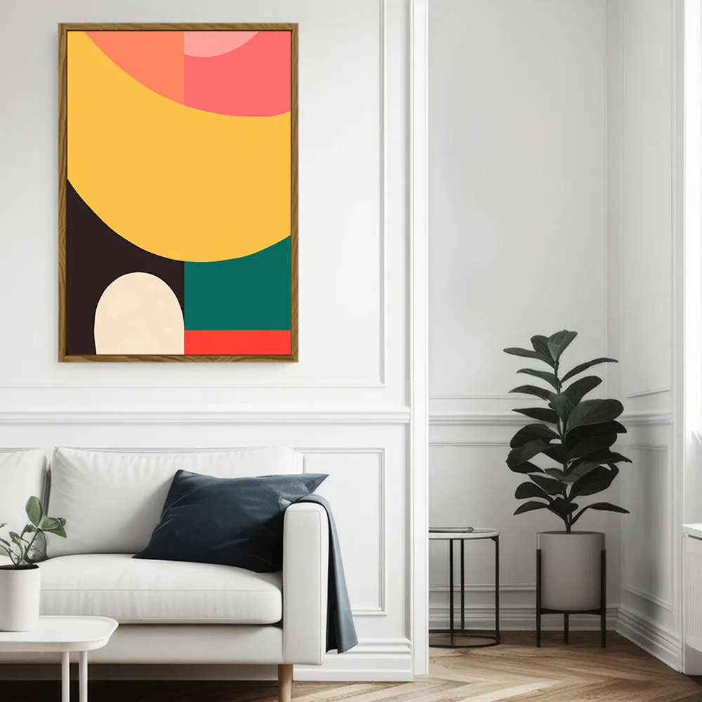 Canvas Wall Art Stretched Over Wooden Frame with Floating Frame and Colourful Abstract Painting CV4141