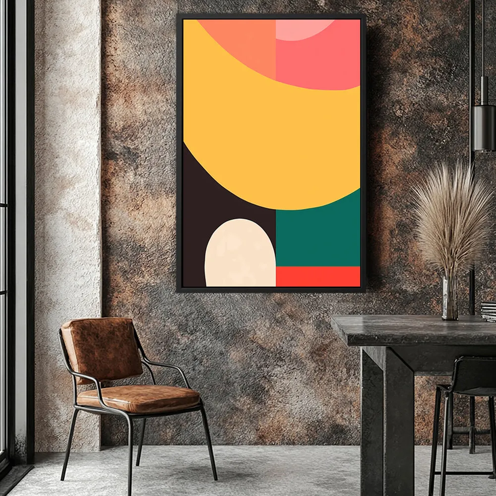 Canvas Wall Art Stretched Over Wooden Frame with Floating Frame and Colourful Abstract Painting CV4141