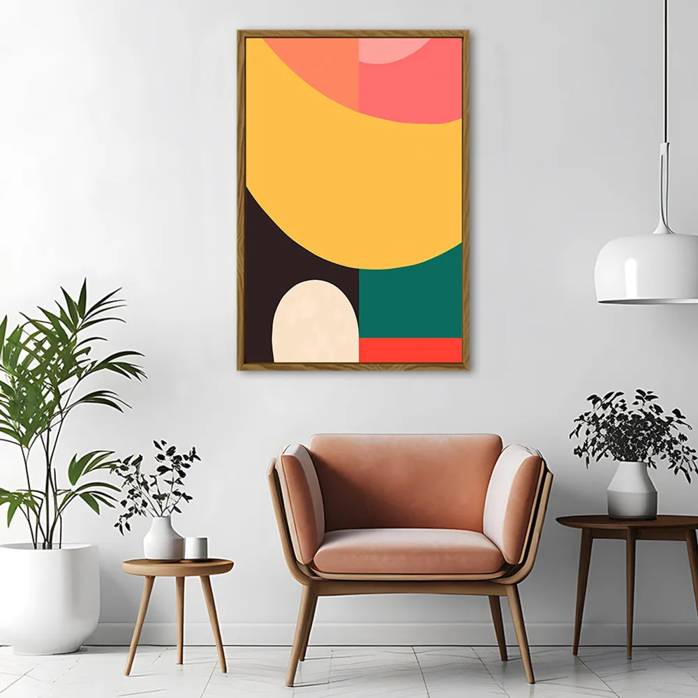 Canvas Wall Art Stretched Over Wooden Frame with Floating Frame and Colourful Abstract Painting CV4141