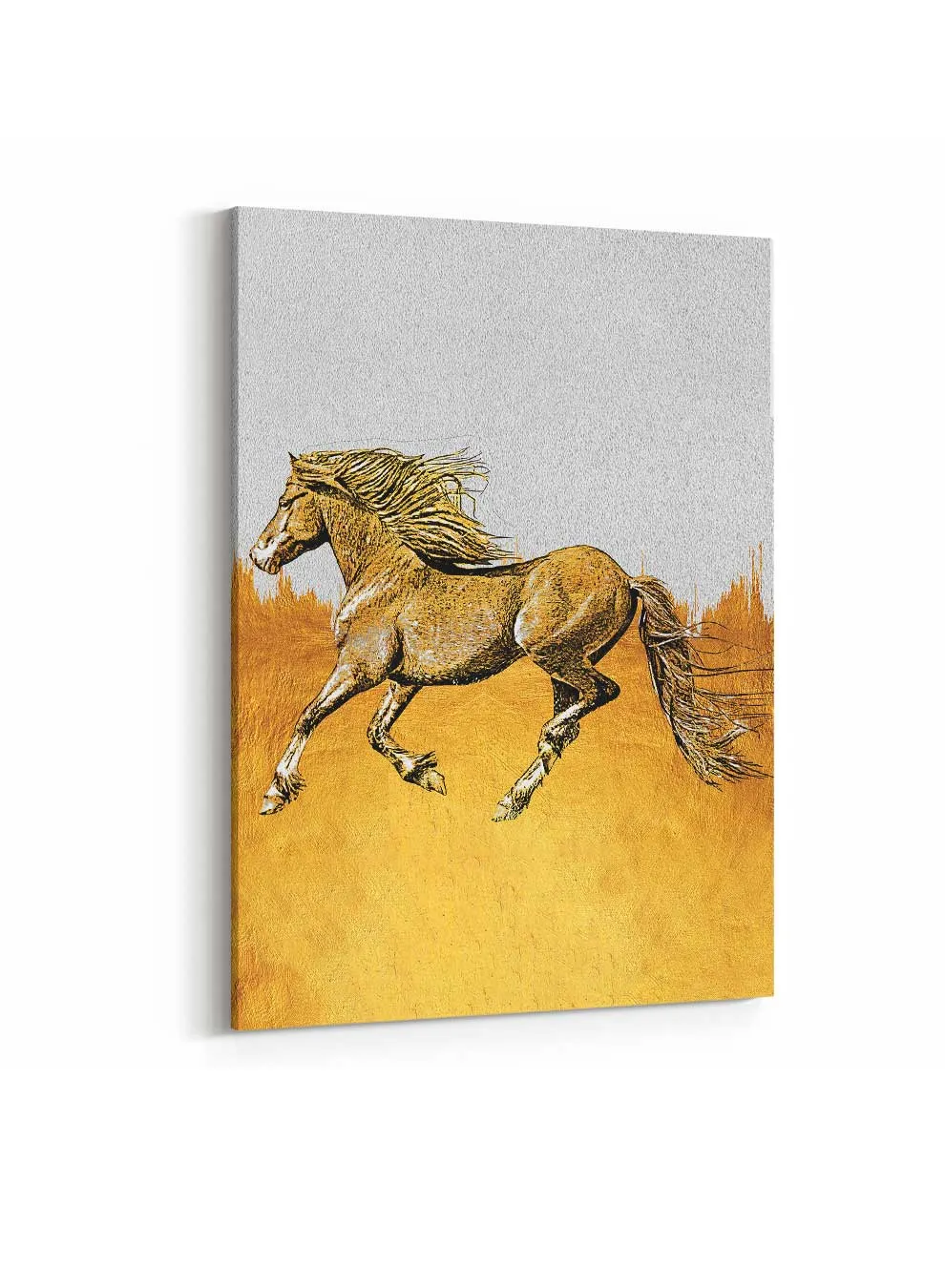 Canvas Wall Art Stretched Over Wooden Frame with Gold Floating Frame