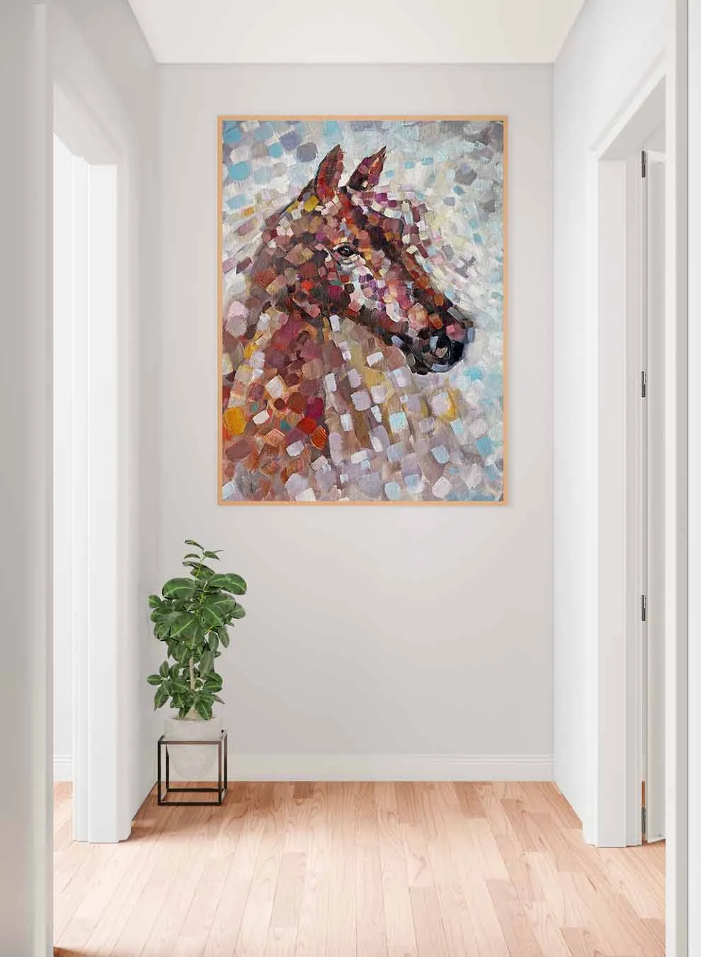 Canvas Wall Art Stretched Over Wooden Frame with Gold Floating Frame