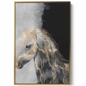 Canvas Wall Art Stretched Over Wooden Frame with Gold Floating Frame