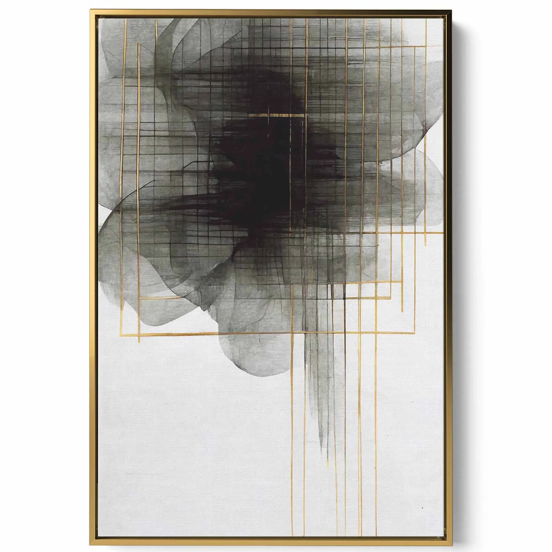 Canvas Wall Art Stretched Over Wooden Frame with Gold Floating Frame