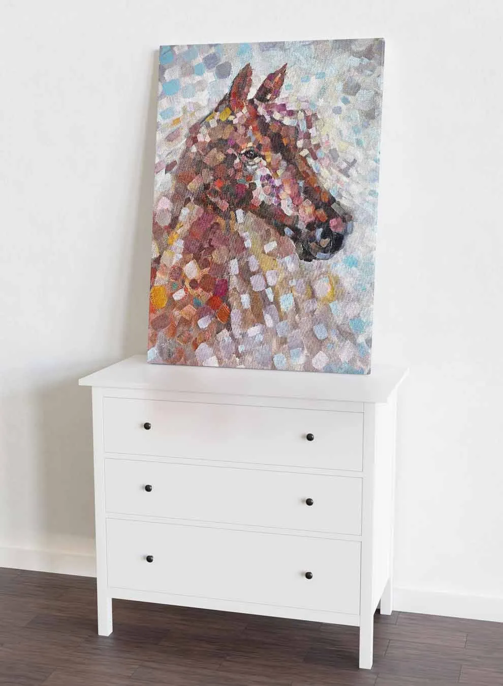 Canvas Wall Art Stretched Over Wooden Frame with Gold Floating Frame