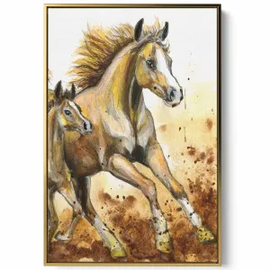 Canvas Wall Art Stretched Over Wooden Frame with Gold Floating Frame