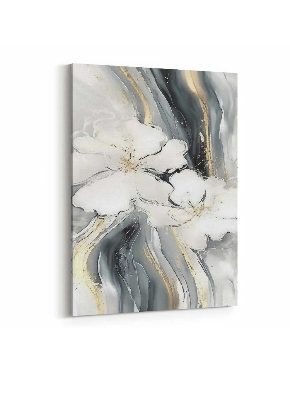Canvas Wall Art Stretched Over Wooden Frame with Gold Floating Frame