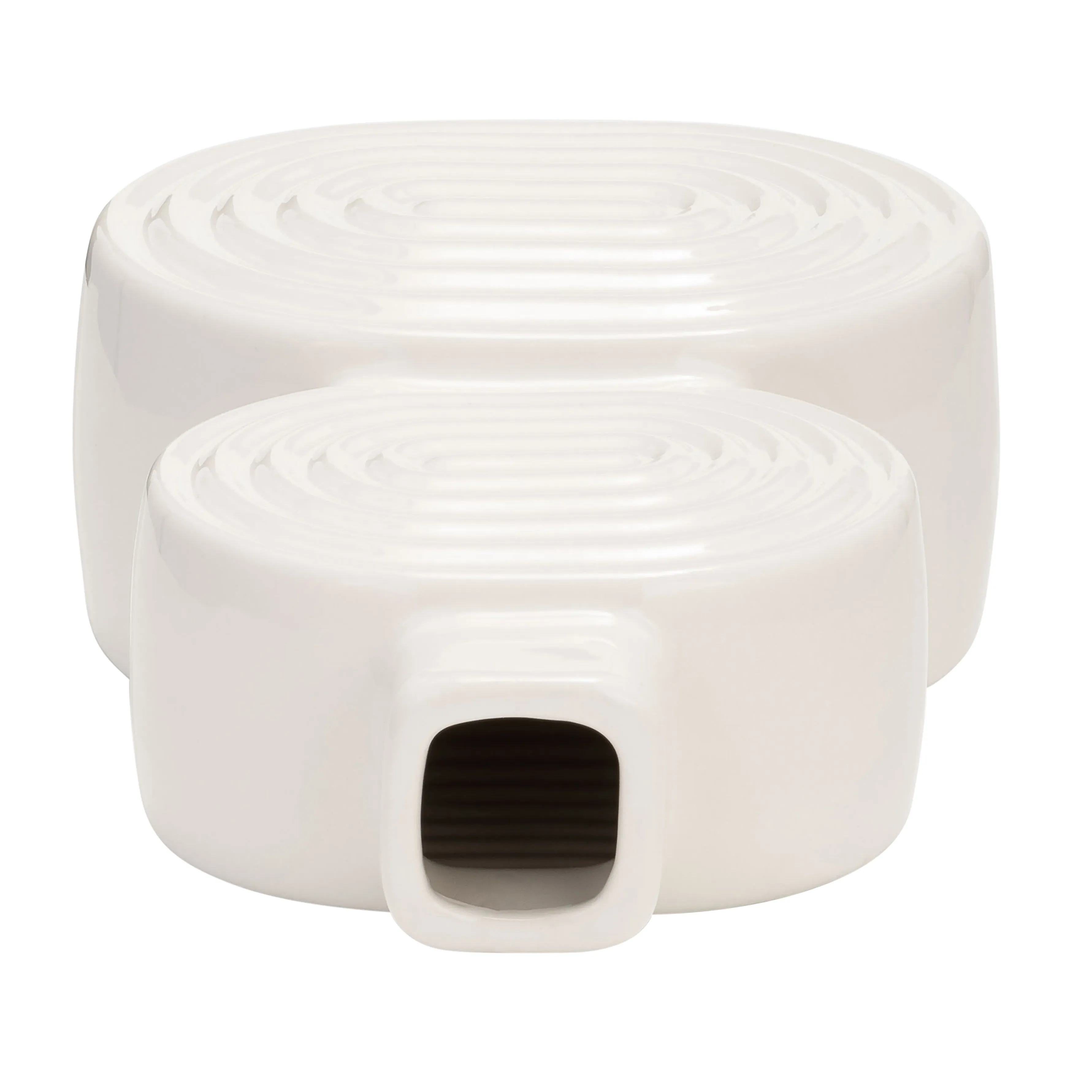 CER, 10" STACKED CIRCLES VASE, WHITE
