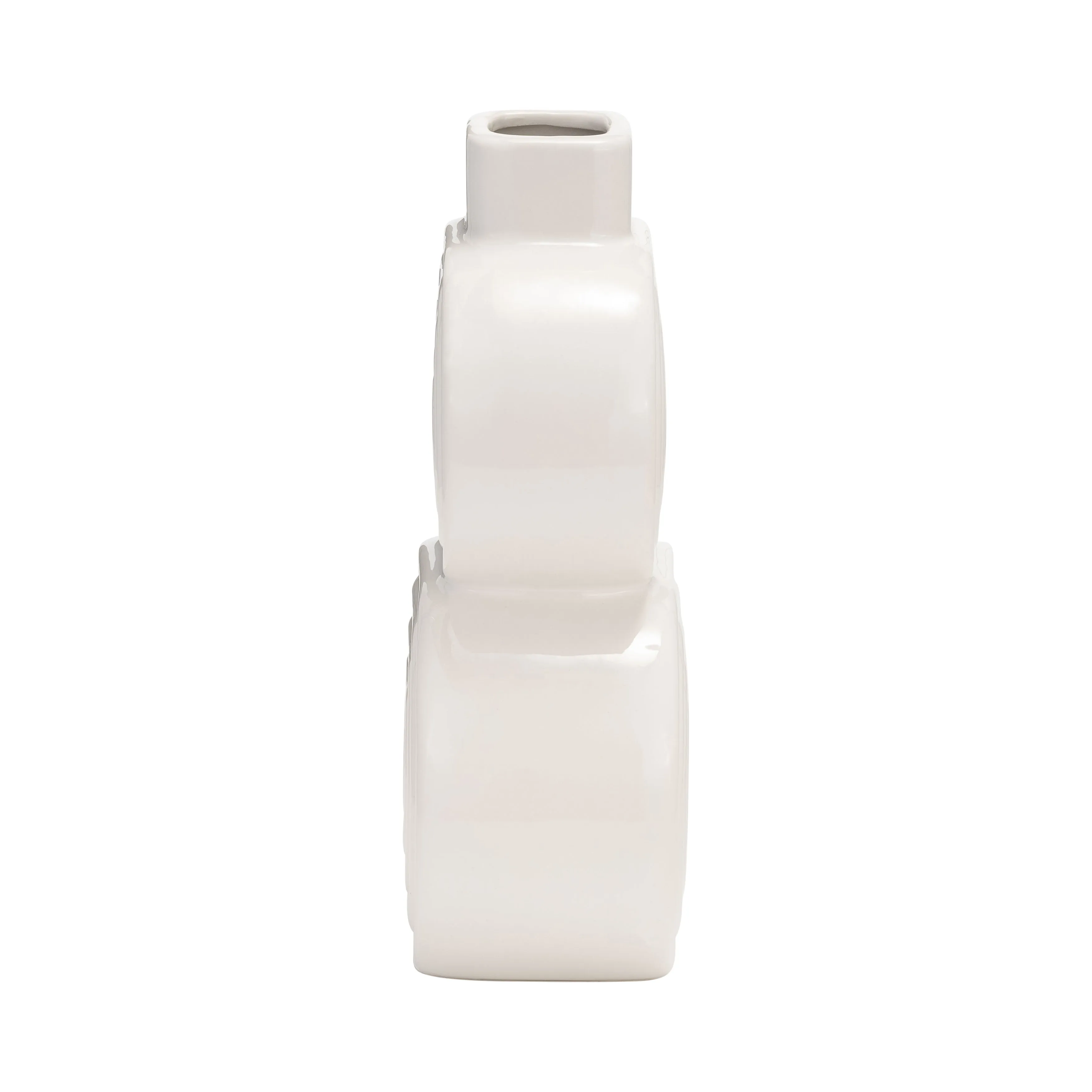 CER, 10" STACKED CIRCLES VASE, WHITE