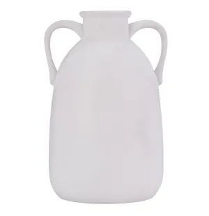 Cer, 10"H Eared Vase, White