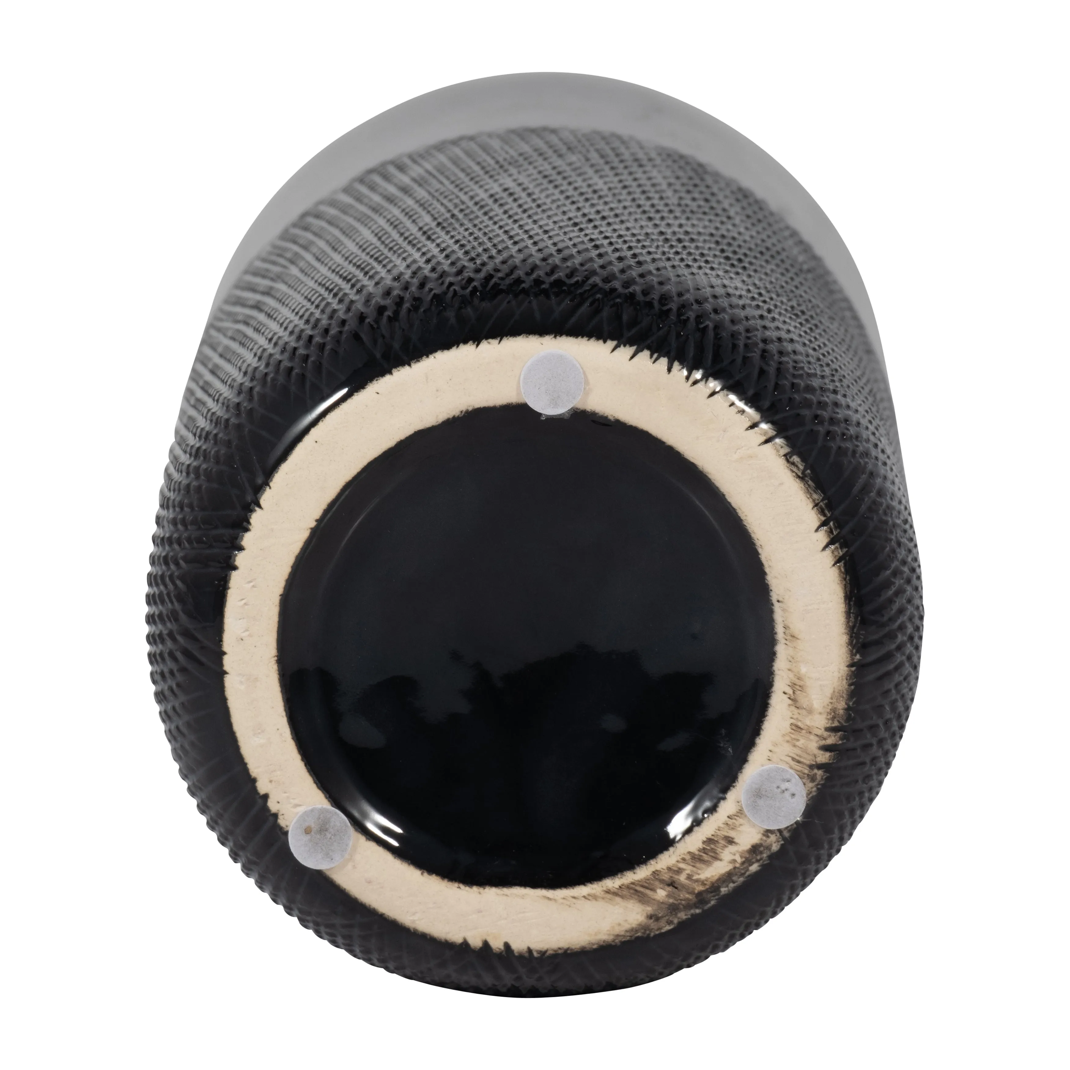 CER, 10"H GROOVED VASE, BLACK