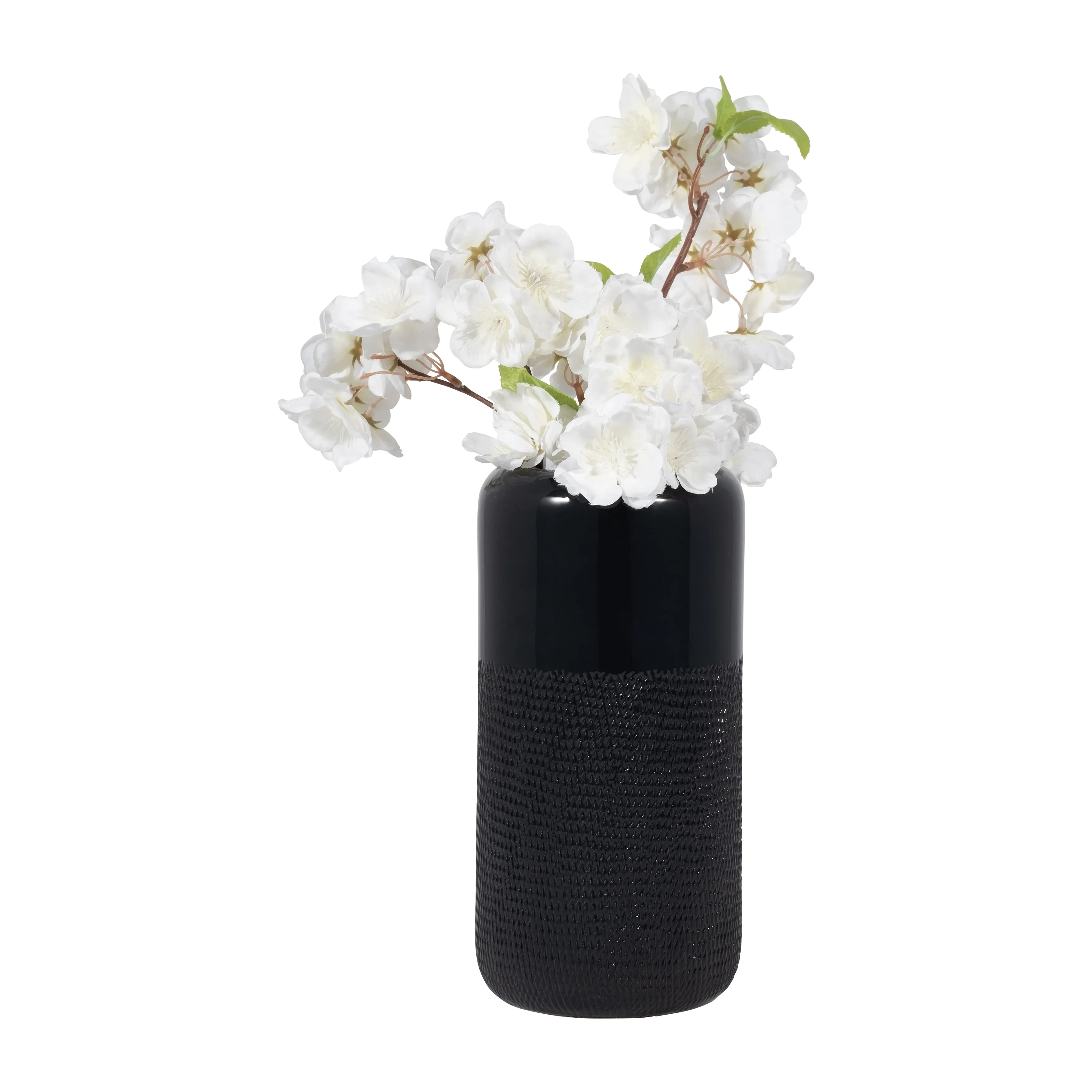 CER, 10"H GROOVED VASE, BLACK